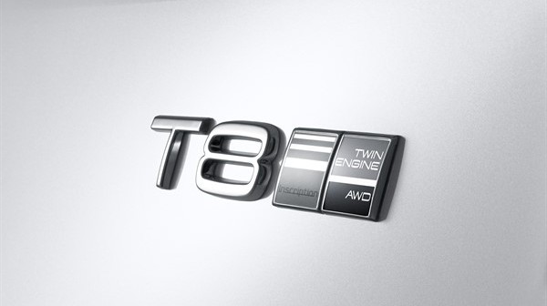 Emblem Twin Engine T8 Volvo S90 Inscription White