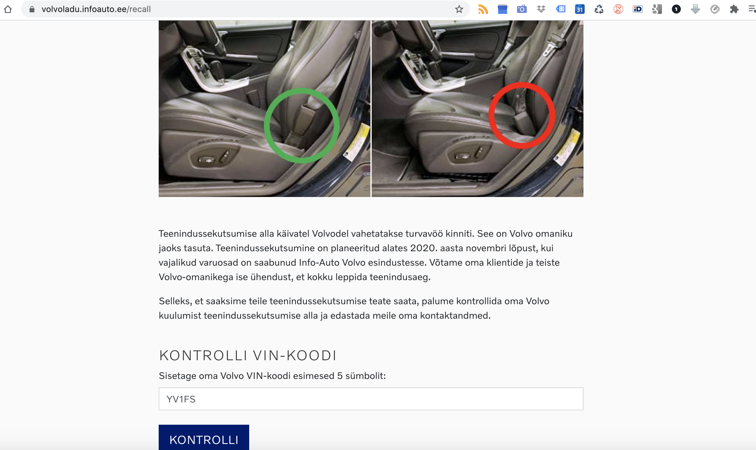 volvo tagasikutsumisele