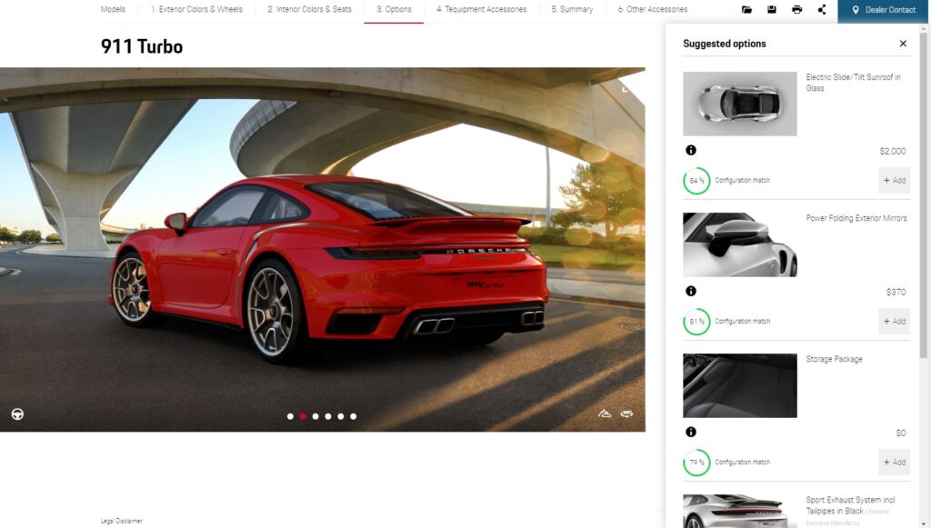 Porsche 911 Turbo mudelikonfiguraator