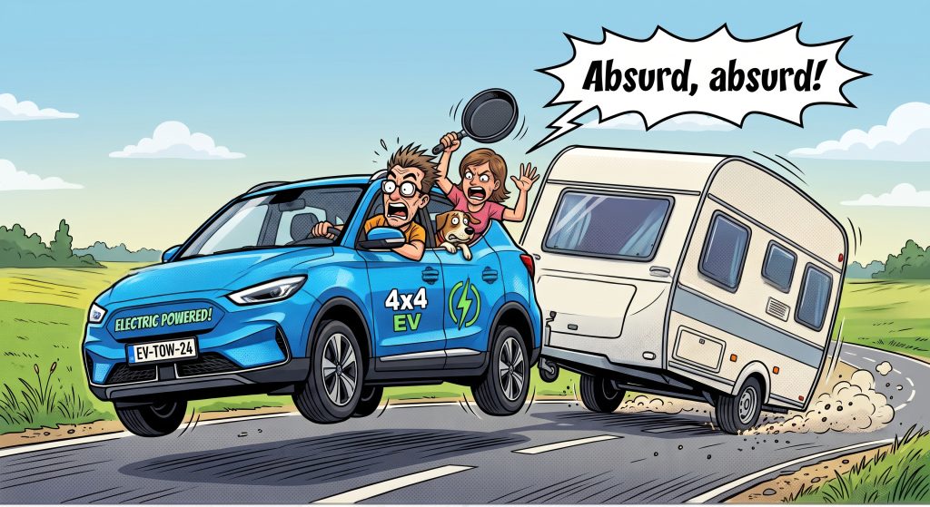 Absurd kuubis: Haagisekonks elektriautol ei anna luba käru vedamiseks Absurd kuubis: Haagisekonks elektriautol ei anna luba käru vedamiseks